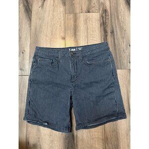 Lee Womens 6 Regular Fit Mid-Rise Blue & White Striped Denim Shorts NormCore